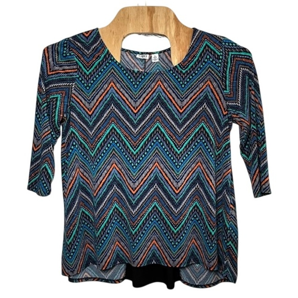 Cato Women's Colorful Geometric Chevron Print 3/4 Sleeve Tunic Blouse XL Career